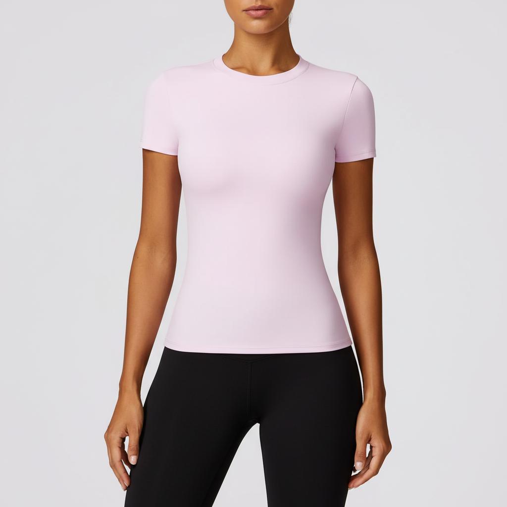 Damen Kurzarm-Trainingsshirt Slim Fit atmungsaktiv mit Stretch