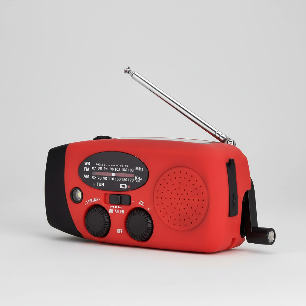 Tragbares Notfall-Radio mit Handkurbel Solarladung und LED-Taschenlampe