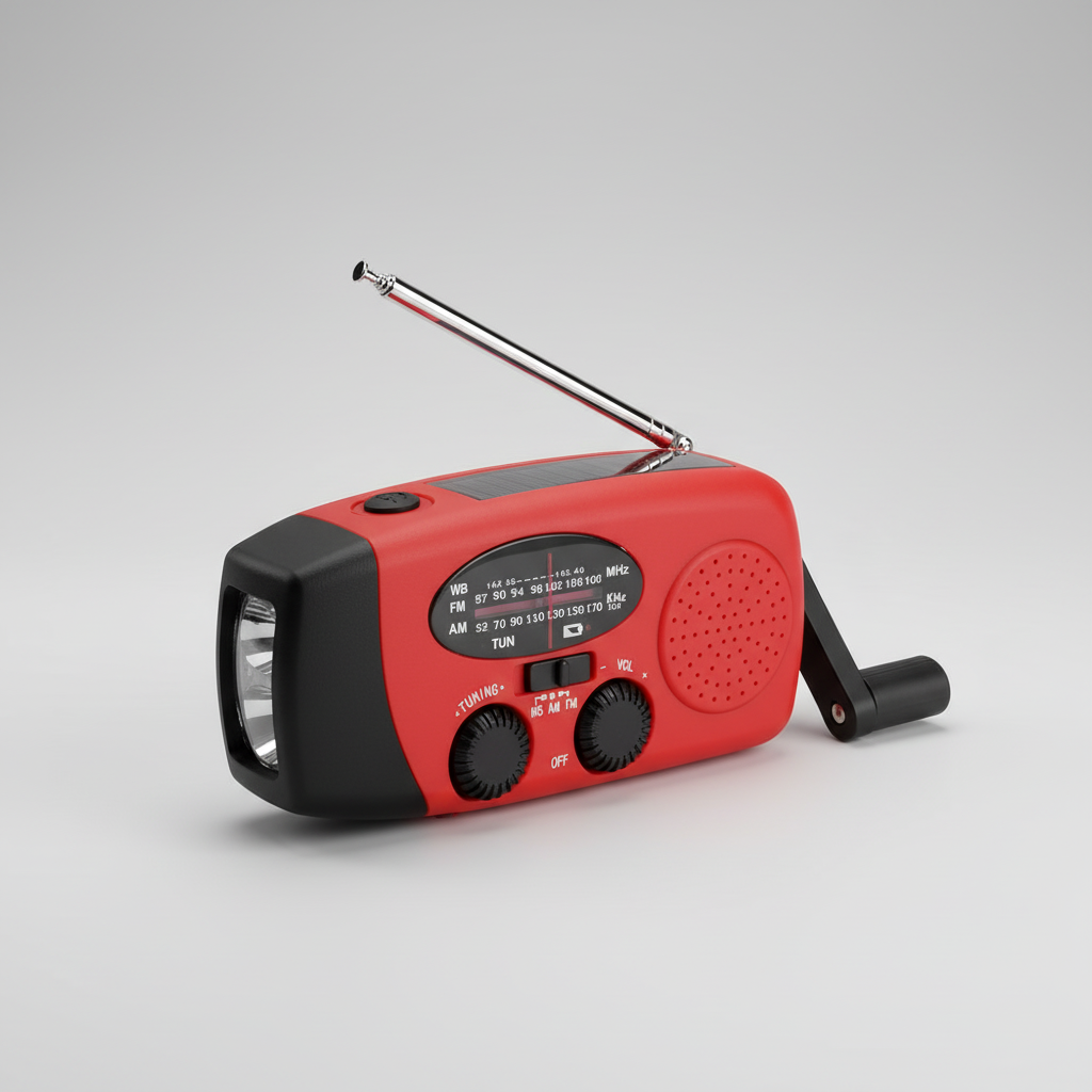 Tragbares Notfall-Radio mit Handkurbel Solarladung und LED-Taschenlampe