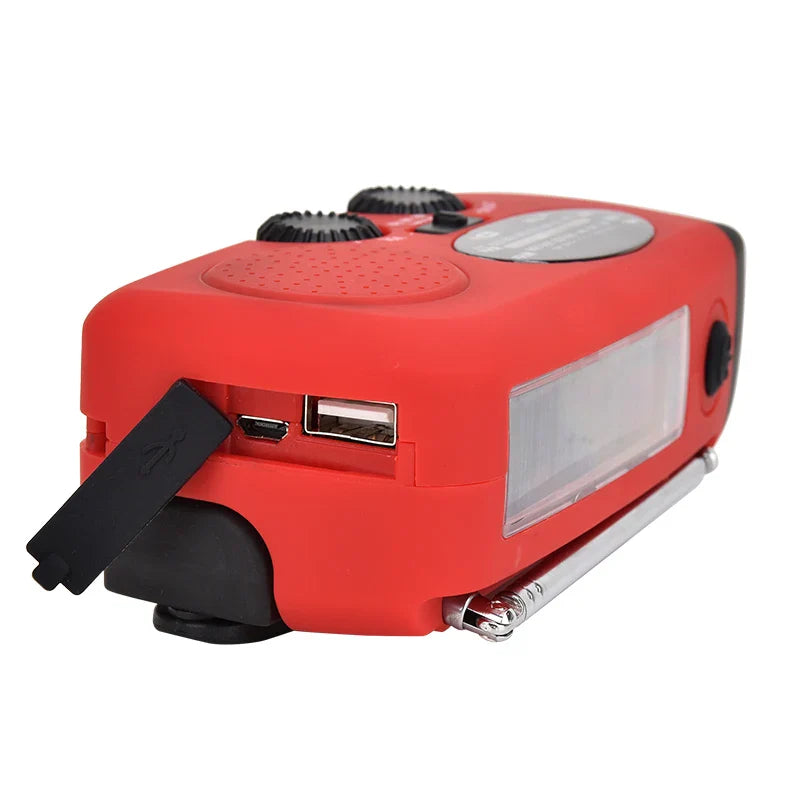 Tragbares Notfall-Radio mit Handkurbel Solarladung und LED-Taschenlampe