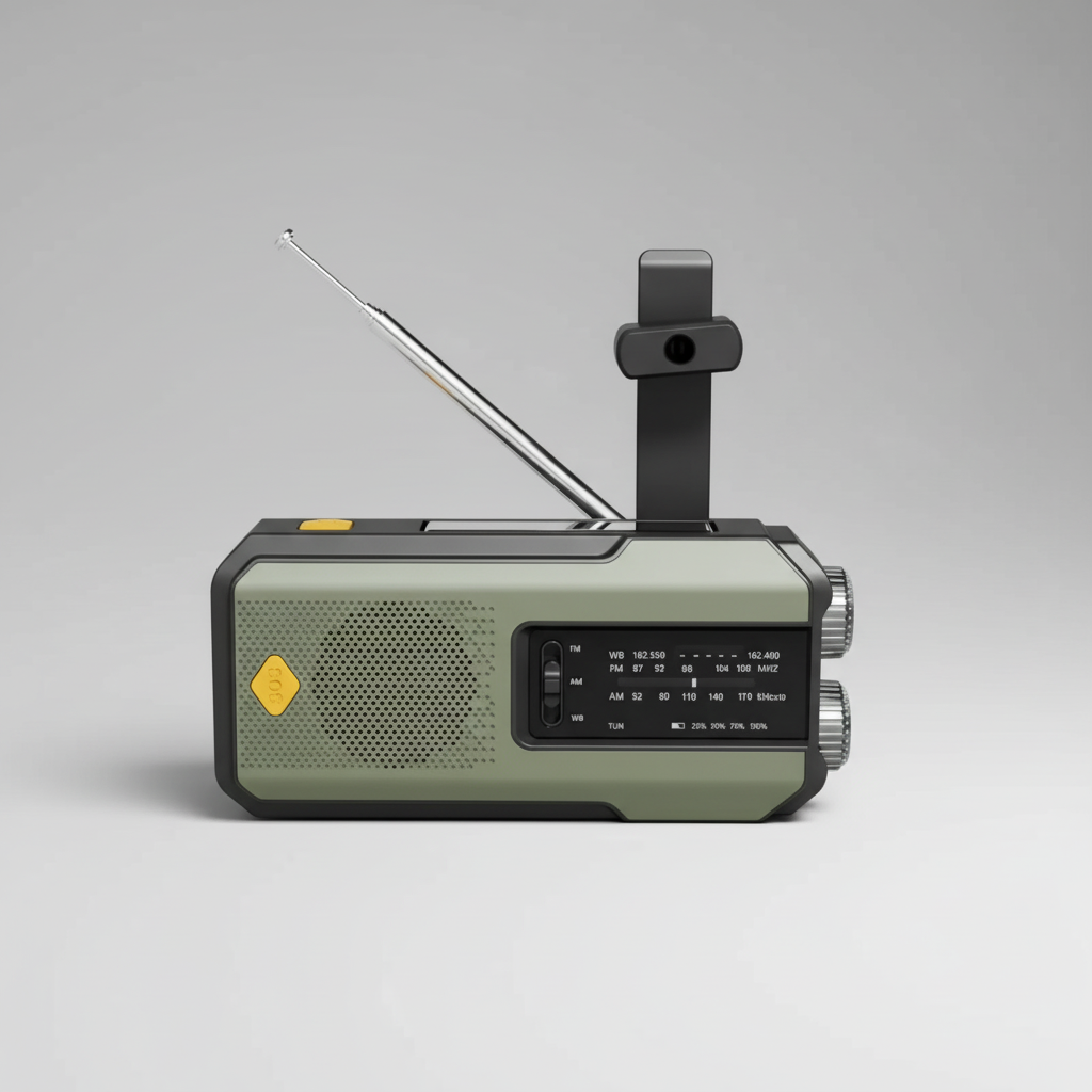 Multifunktionales Notfallradio mit Solar- und Handkurbelladung