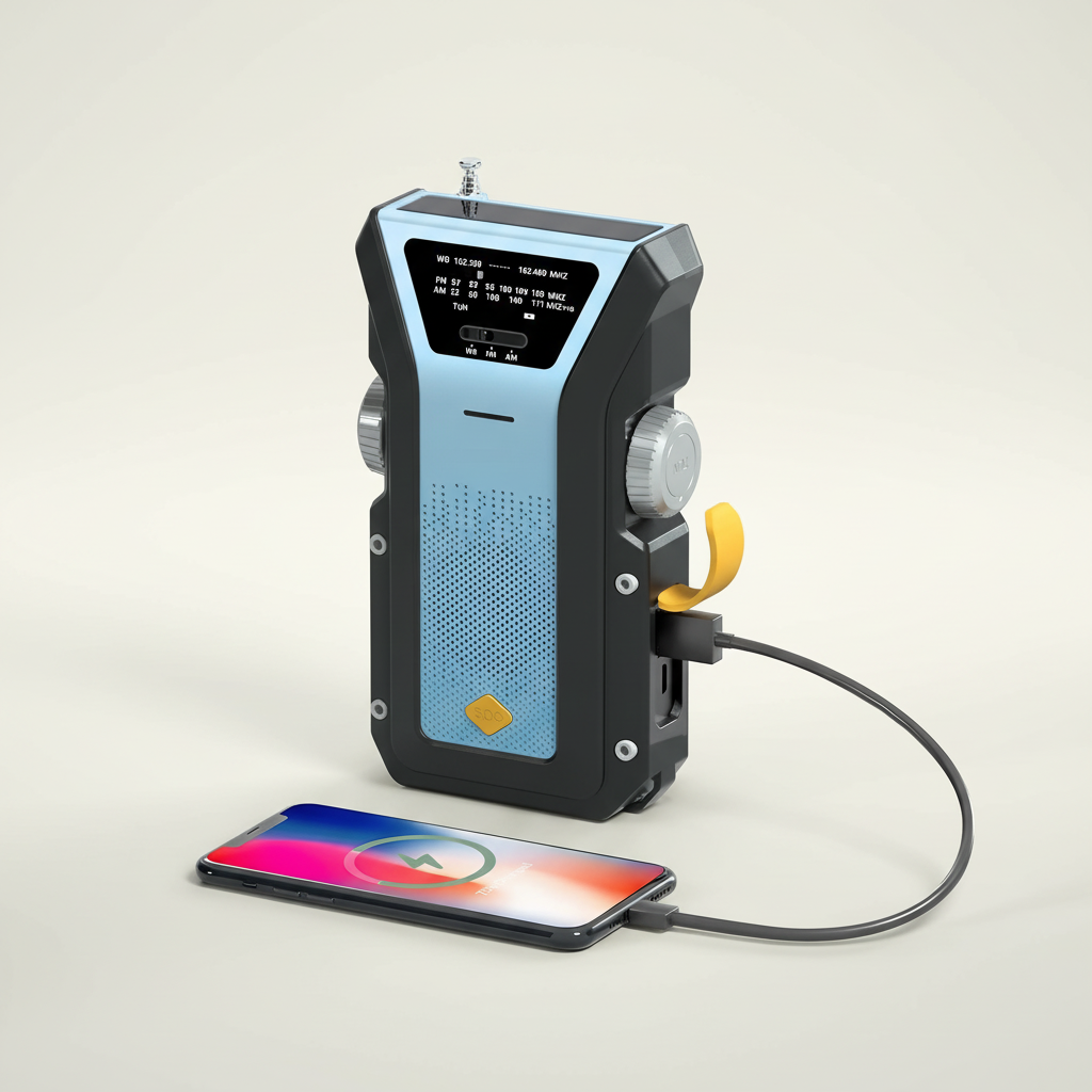 Multifunktionales Notfallradio mit Solar- und Handkurbelladung