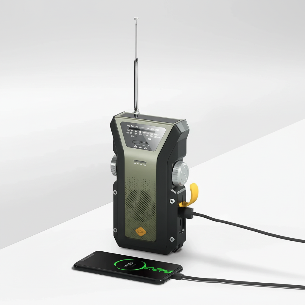 Multifunktionales Notfallradio mit Solar- und Handkurbelladung