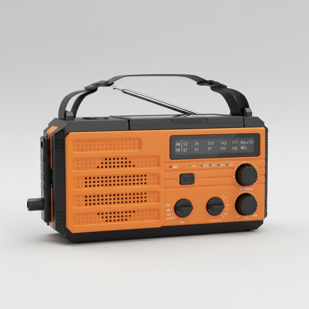 Multifunktionales Notfallradio mit Solar- und Handkurbelladung