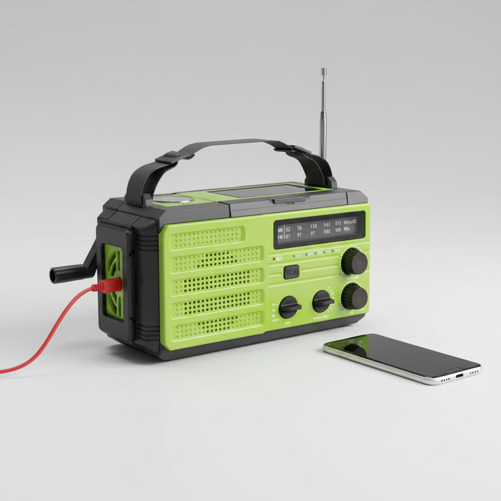 Multifunktionales Notfallradio mit Solar- und Handkurbelladung