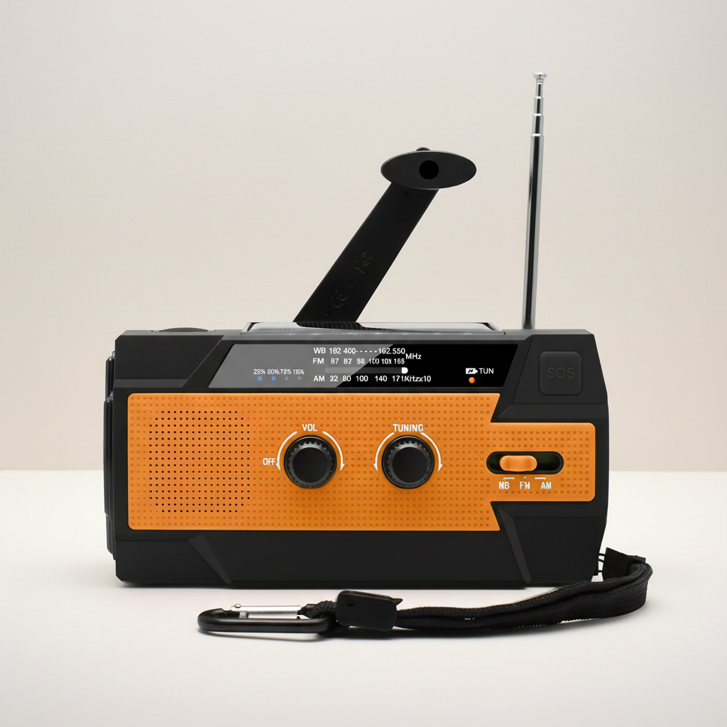 Multifunktionales Notfallradio mit Solar- und Handkurbelladung
