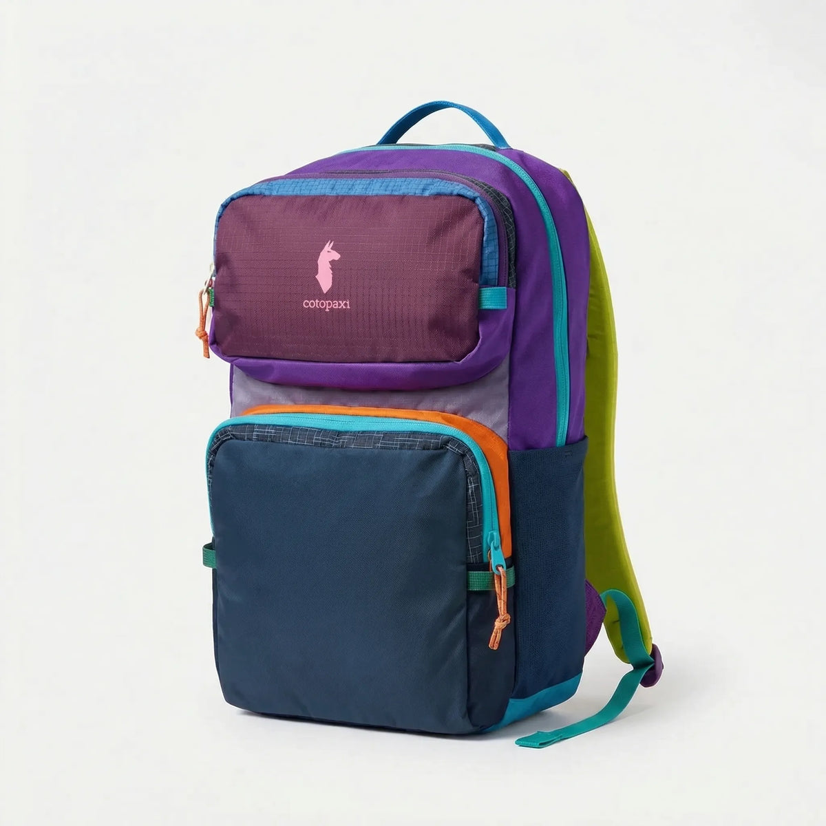 Leichter Farbblock-Rucksack mit gepolsterten Trägern und mehreren Taschen