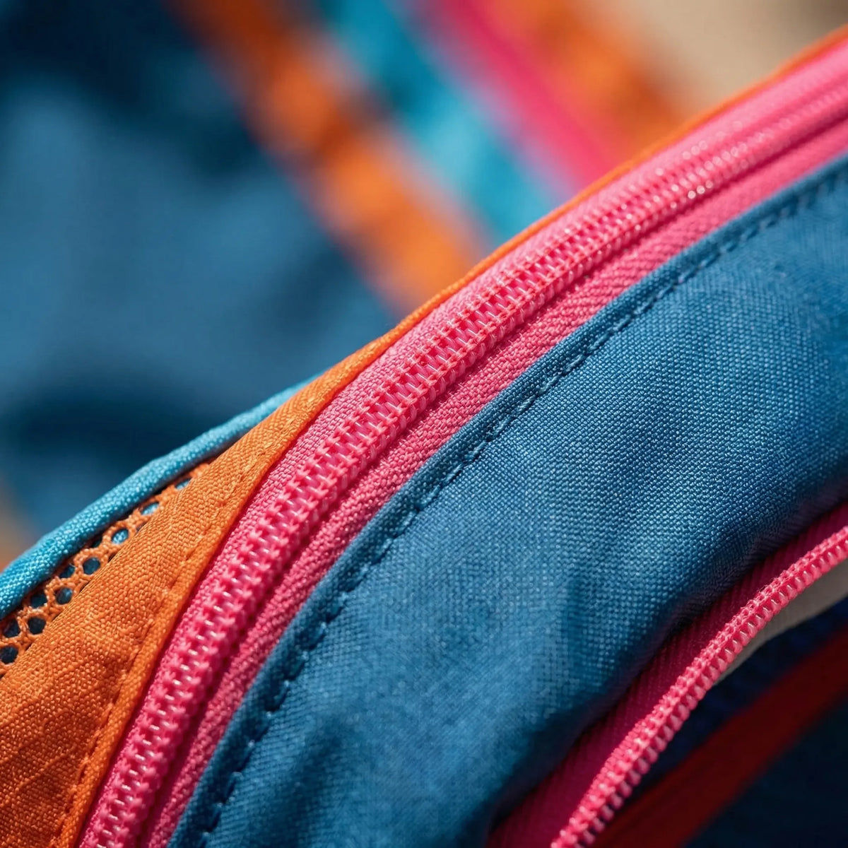 Leichter Farbblock-Rucksack mit gepolsterten Trägern und mehreren Taschen