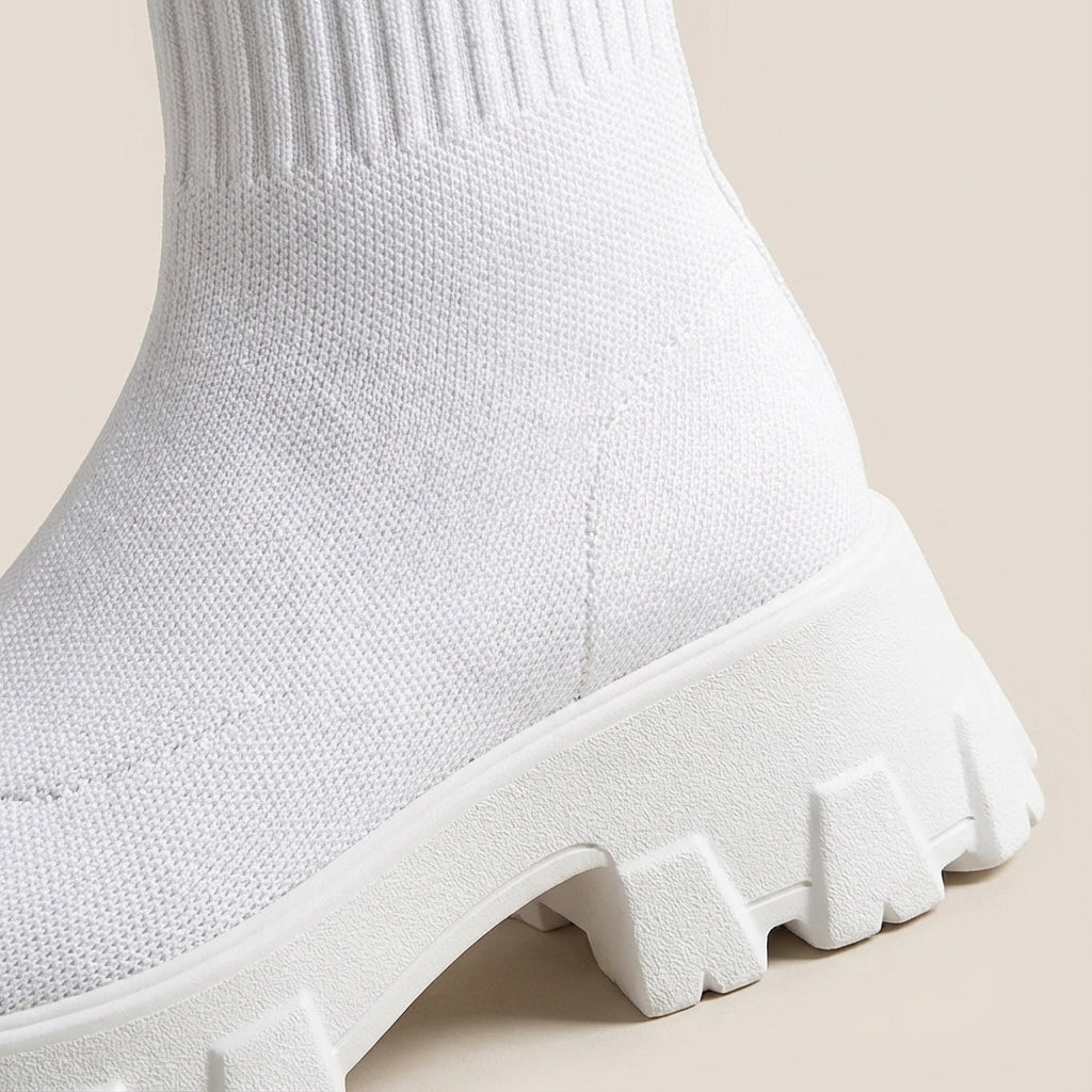 Damen-Knöchelstiefel Plattform Slip-On elastischer Schaft rutschfest