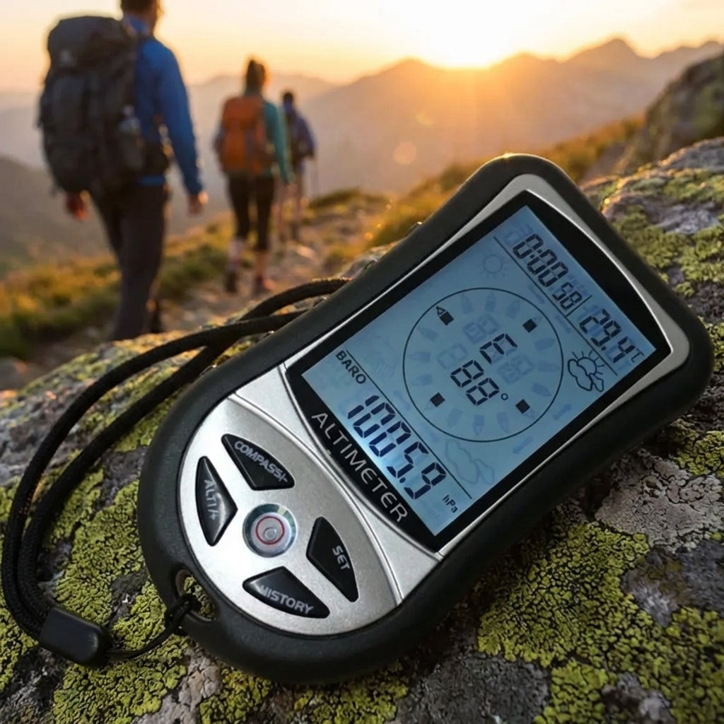 Tragbares Outdoor-Messinstrument mit Höhenmesser, Kompass und Barometer