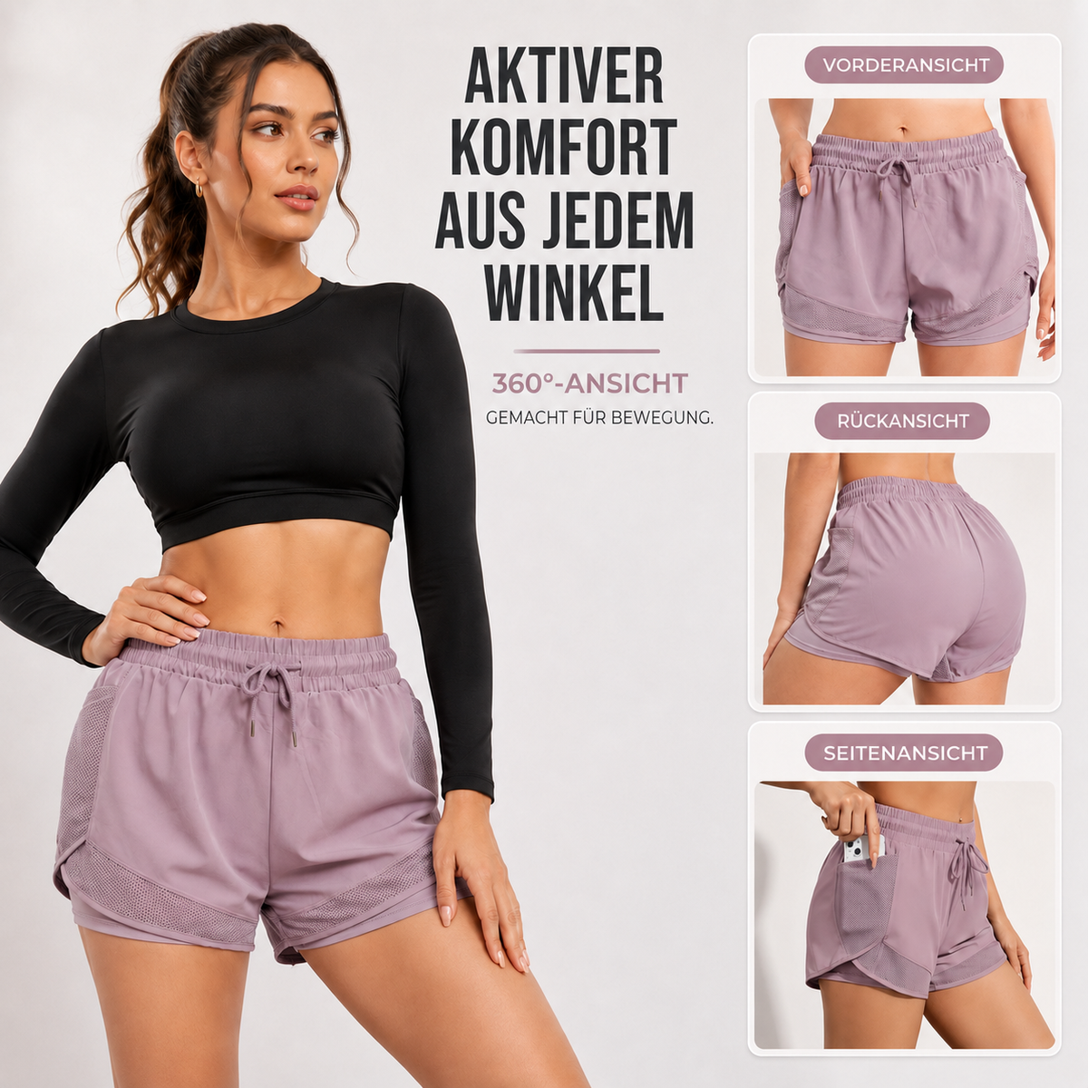 Camp Basel | Athlenza Zweilagige Trainingsshorts