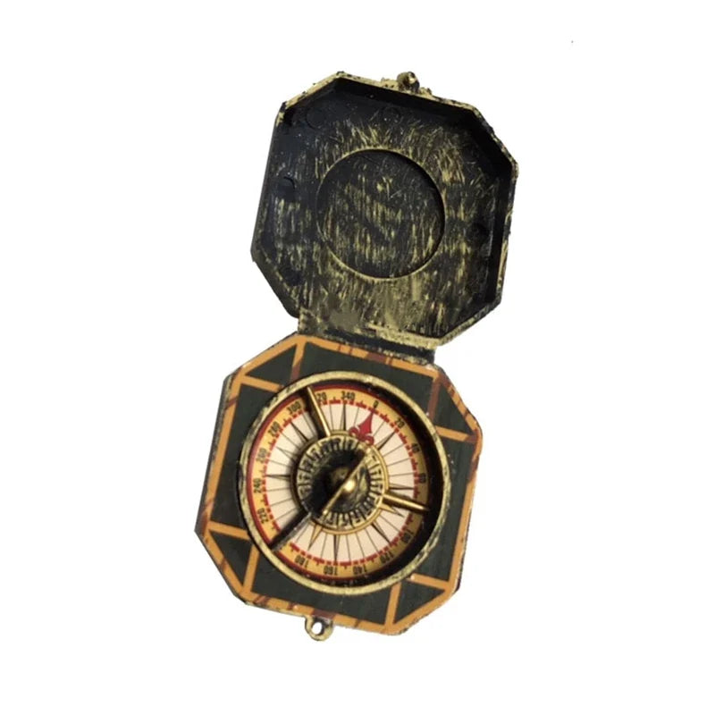 Achteckiger Vintage-Taschenkompass mit geprägtem Deckel