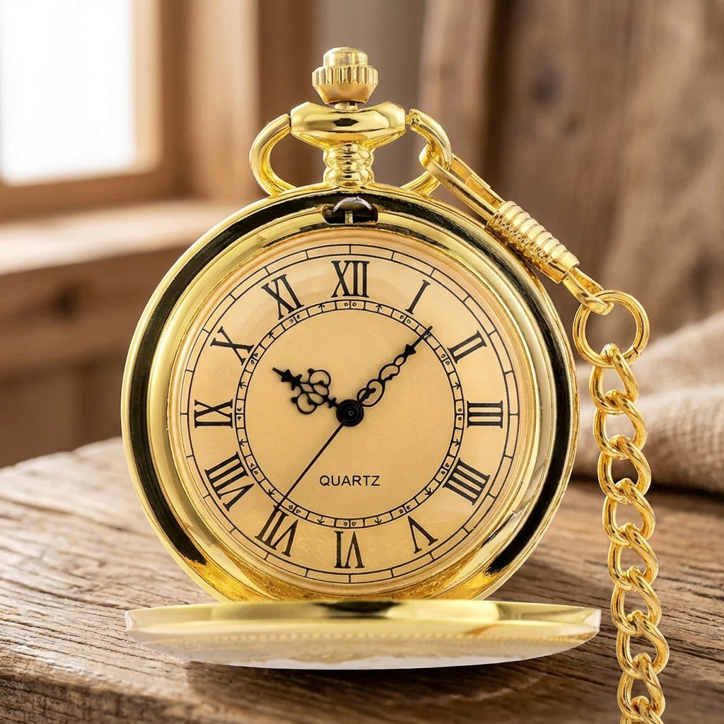 Vintage Taschenuhr-Anhänger mit römischen Ziffern und Schutzdeckel