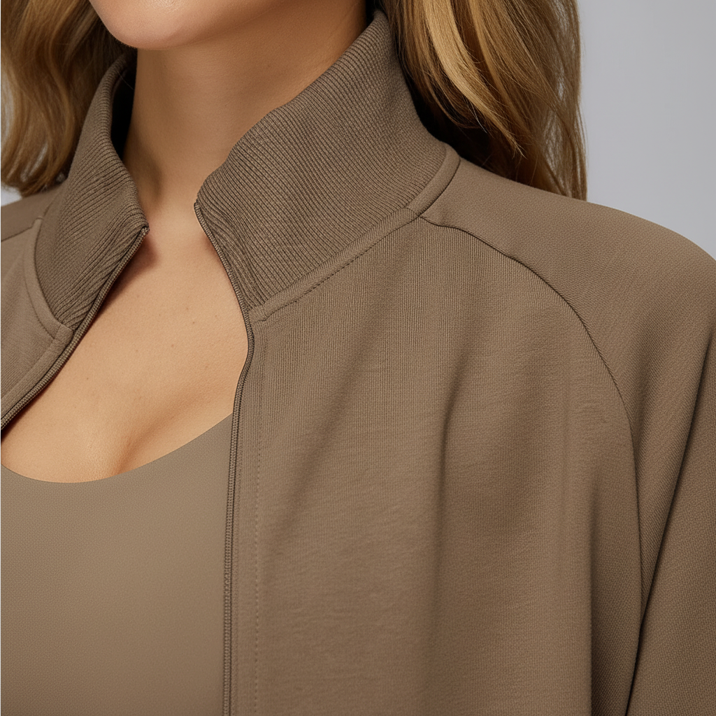 Langarm-Sportjacke mit Stehkragen windabweisend entspannte Passform