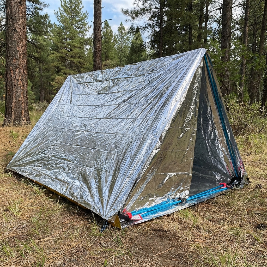 Faltbares Notzelt für Camping und Survival, reflektierend und leicht