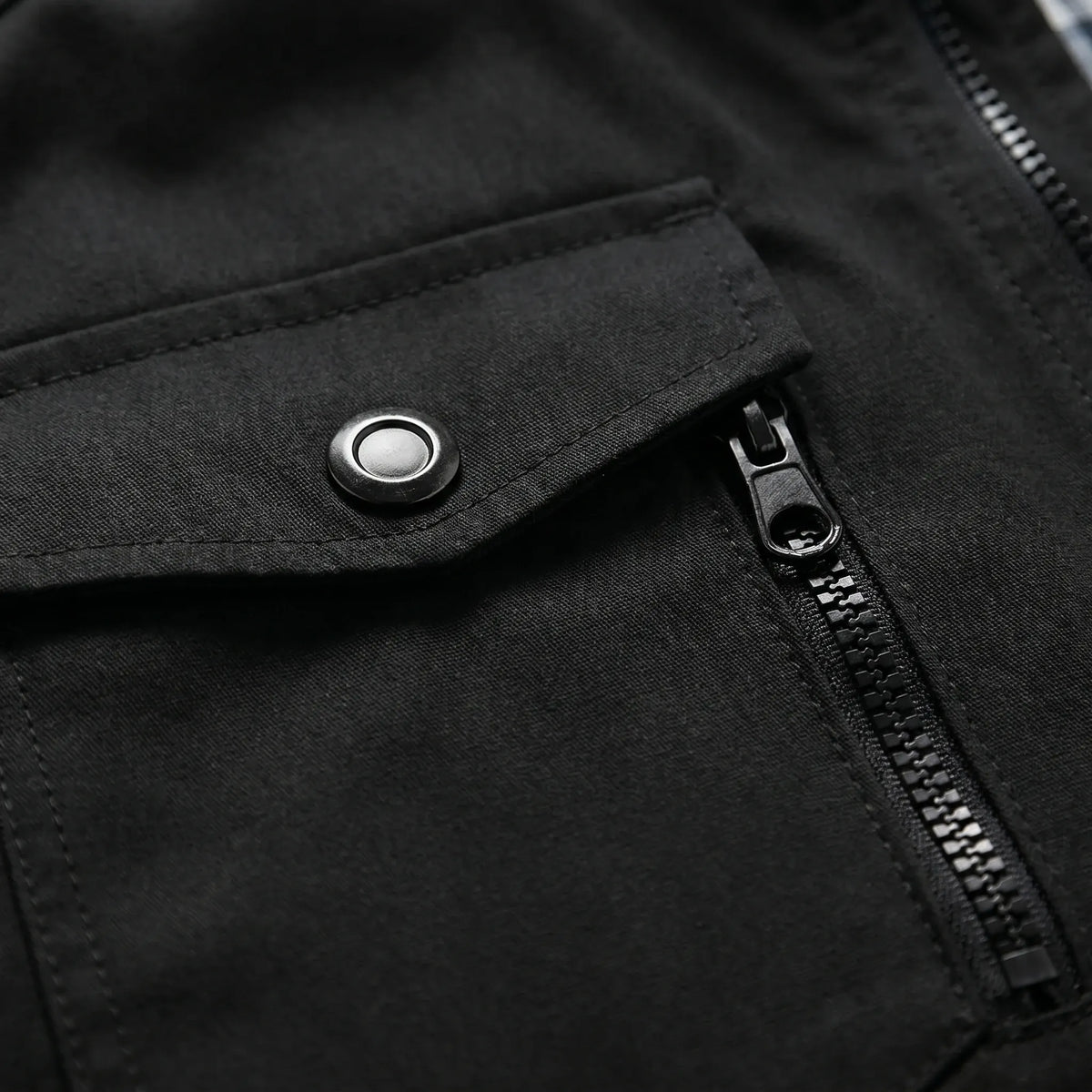 Herren-Bomberjacke Slim Fit mit Stehkragen und gerippten Bündchen