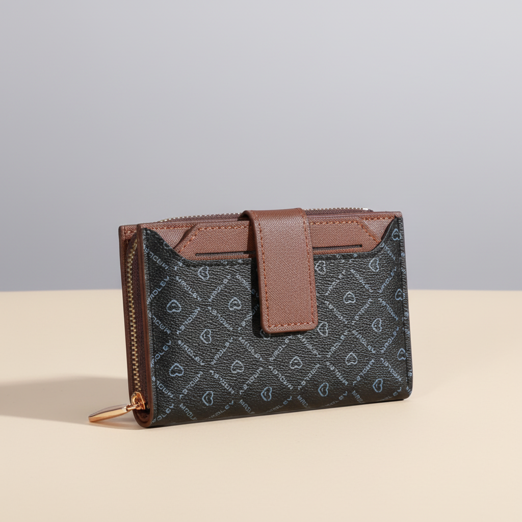Kompakte Bifold-Geldbörse mit Münzfach und Kartensteckplätzen