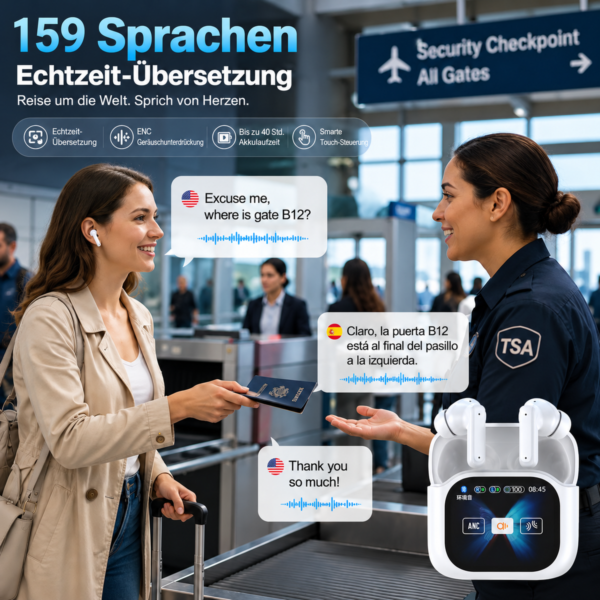 Camp Basel | Bluetooth Kabellose Noise-Canceling Übersetzungs-Ohrhörer