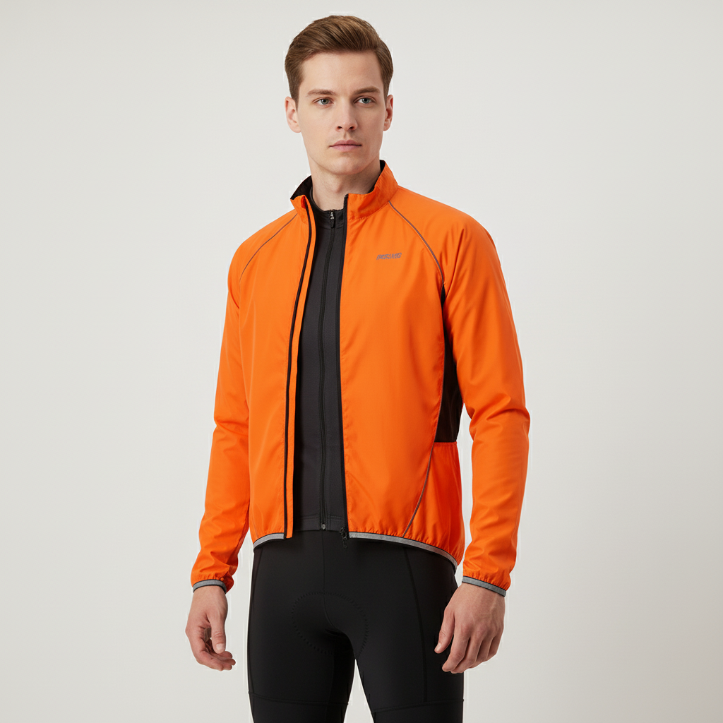 Herren-Radjacke leicht windundurchlässig Hochsichtbarkeit reflektierend