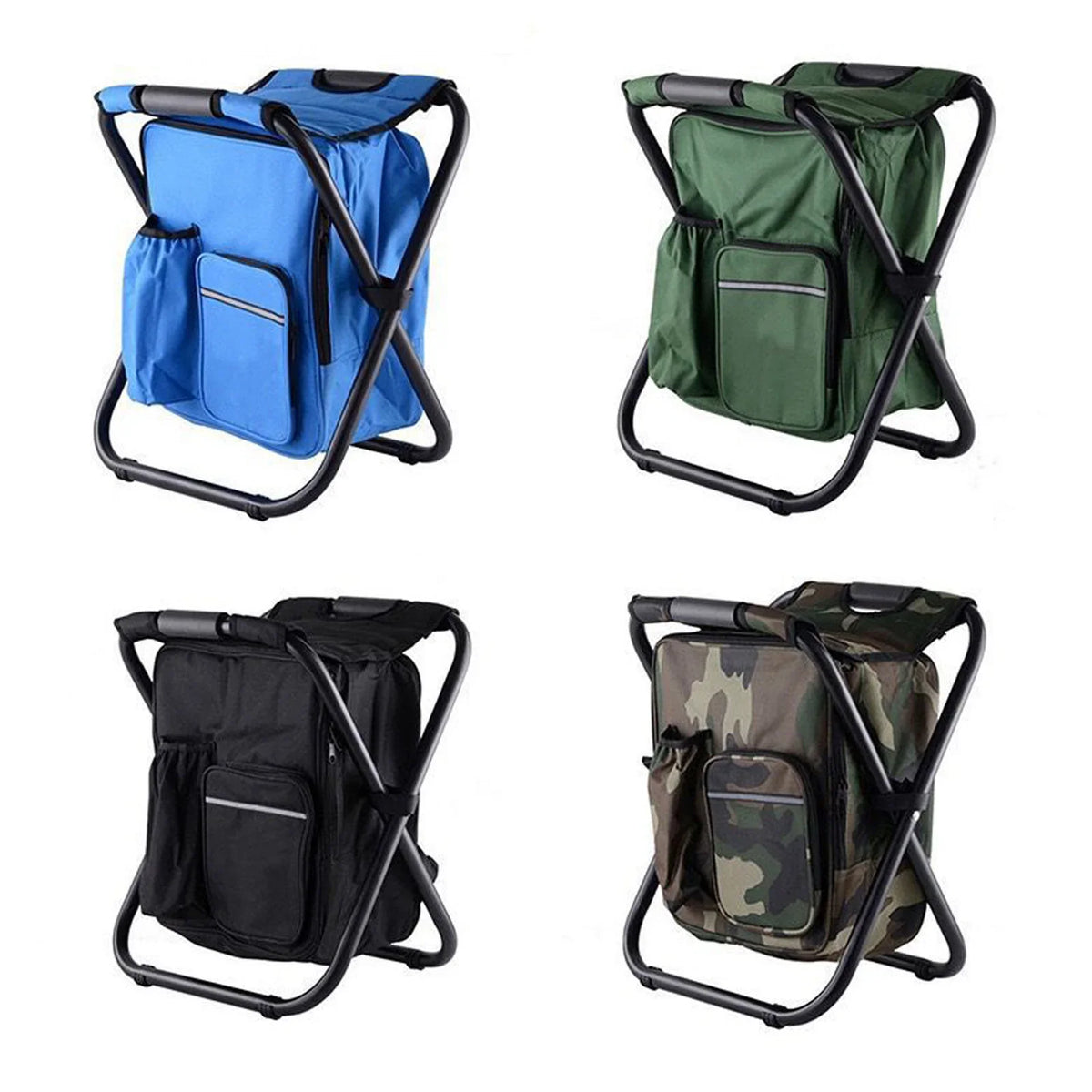 Faltbarer Rucksack-Kühlhocker mit isoliertem Fach und stabilen Beinen