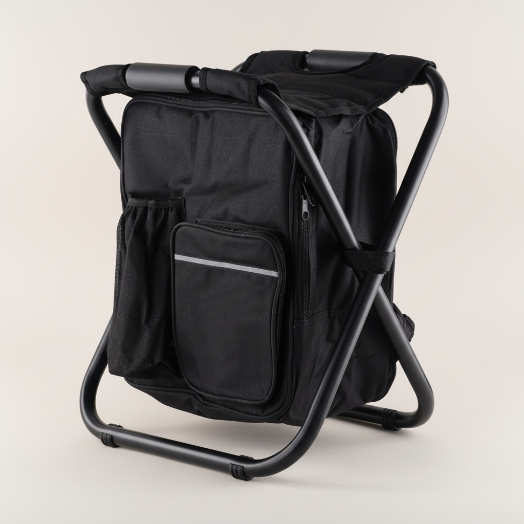 Faltbarer Rucksack-Kühlhocker mit isoliertem Fach und stabilen Beinen