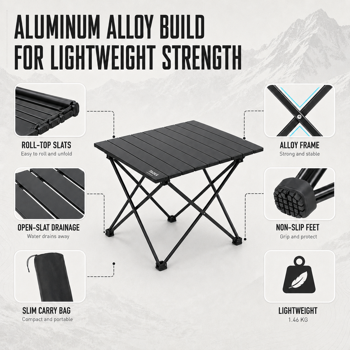 Camp Basel | Campero Leichte faltbare Outdoor-Campingtisch