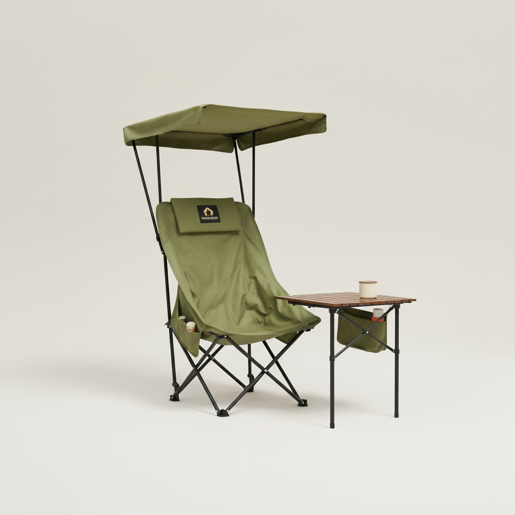 Übergroßer Klappstuhl mit verstellbarem Sonnendach für Camping