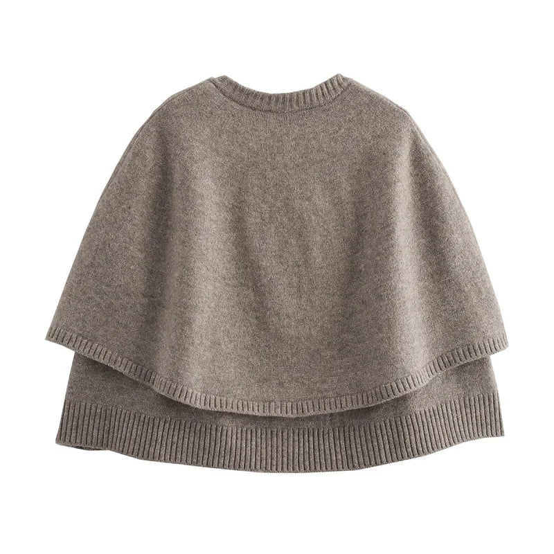 Verkürzter Cape-Cardigan mit Knopfleiste und gerippten Kanten