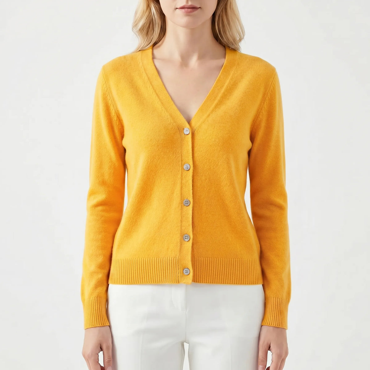 Damen Strickjacke V-Ausschnitt Knopfleiste Feinstrick