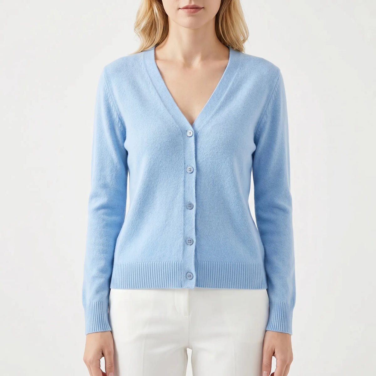 Damen Strickjacke V-Ausschnitt Knopfleiste Feinstrick