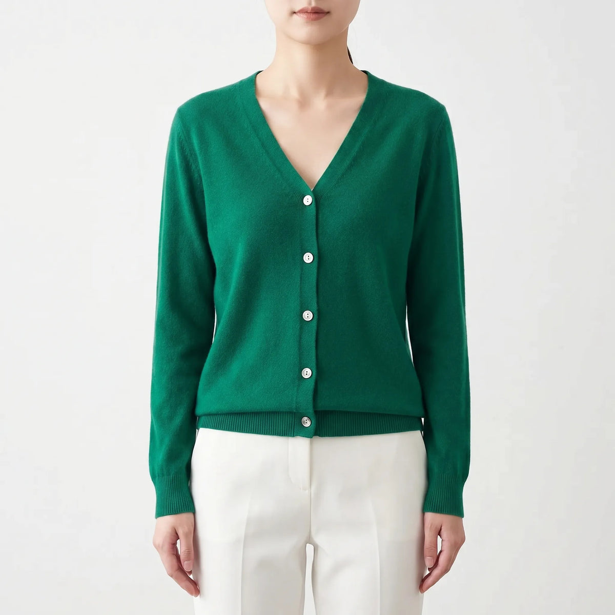 Damen Strickjacke V-Ausschnitt Knopfleiste Feinstrick