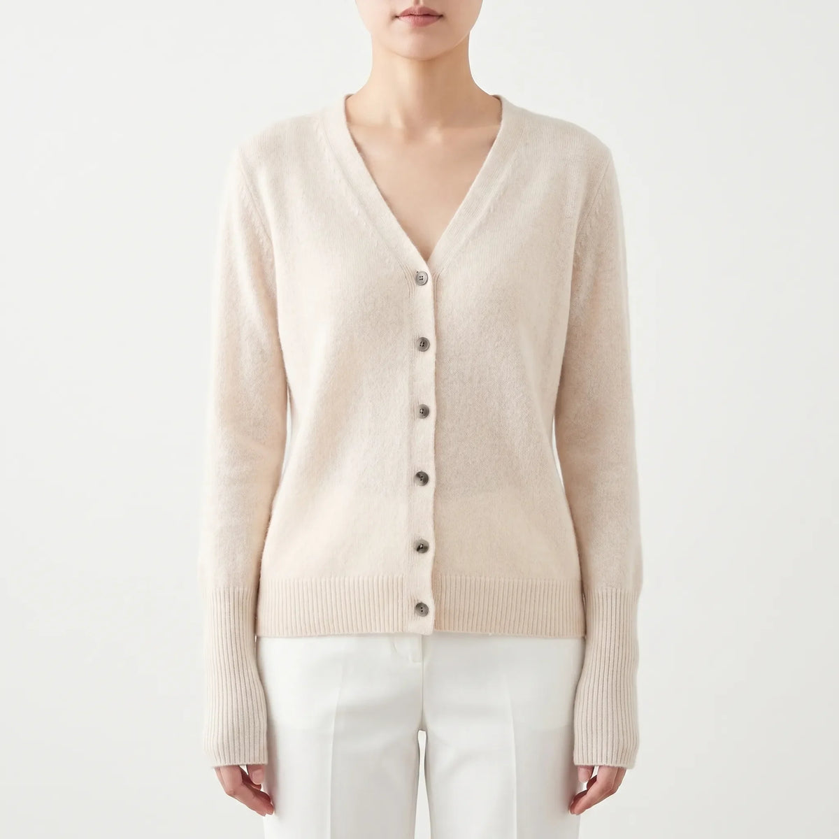 Damen Strickjacke V-Ausschnitt Knopfleiste Feinstrick