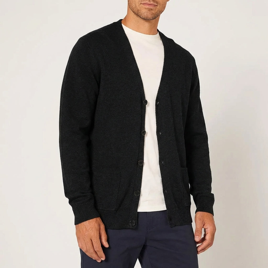 Langarm-Strickjacke V-Ausschnitt großzügiger Schnitt