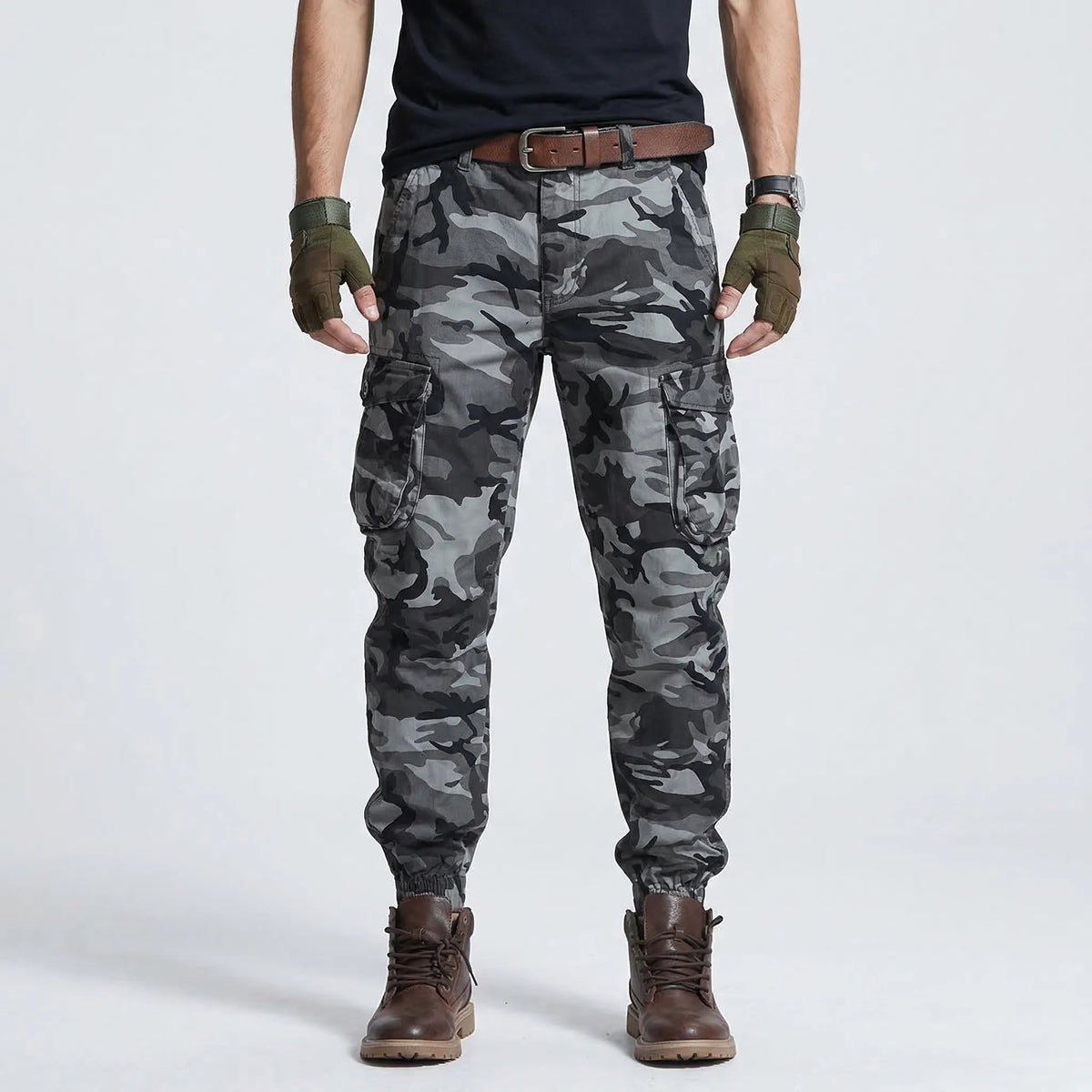 Herren Cargohose mit Mehrtaschen tailiertem Jogging-Schnitt