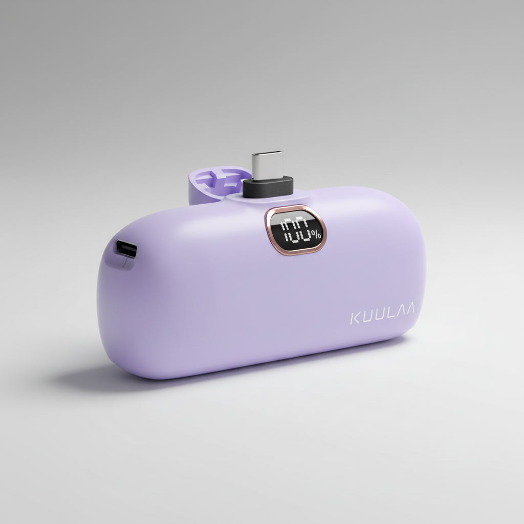 Kompakte Powerbank 5000mAh mit digitaler Anzeige und USB-C Anschluss
