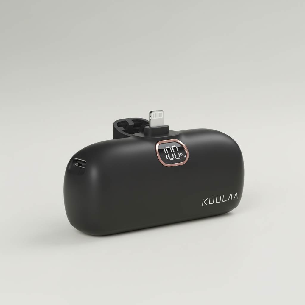Kompakte Powerbank 5000mAh mit digitaler Anzeige und USB-C Anschluss