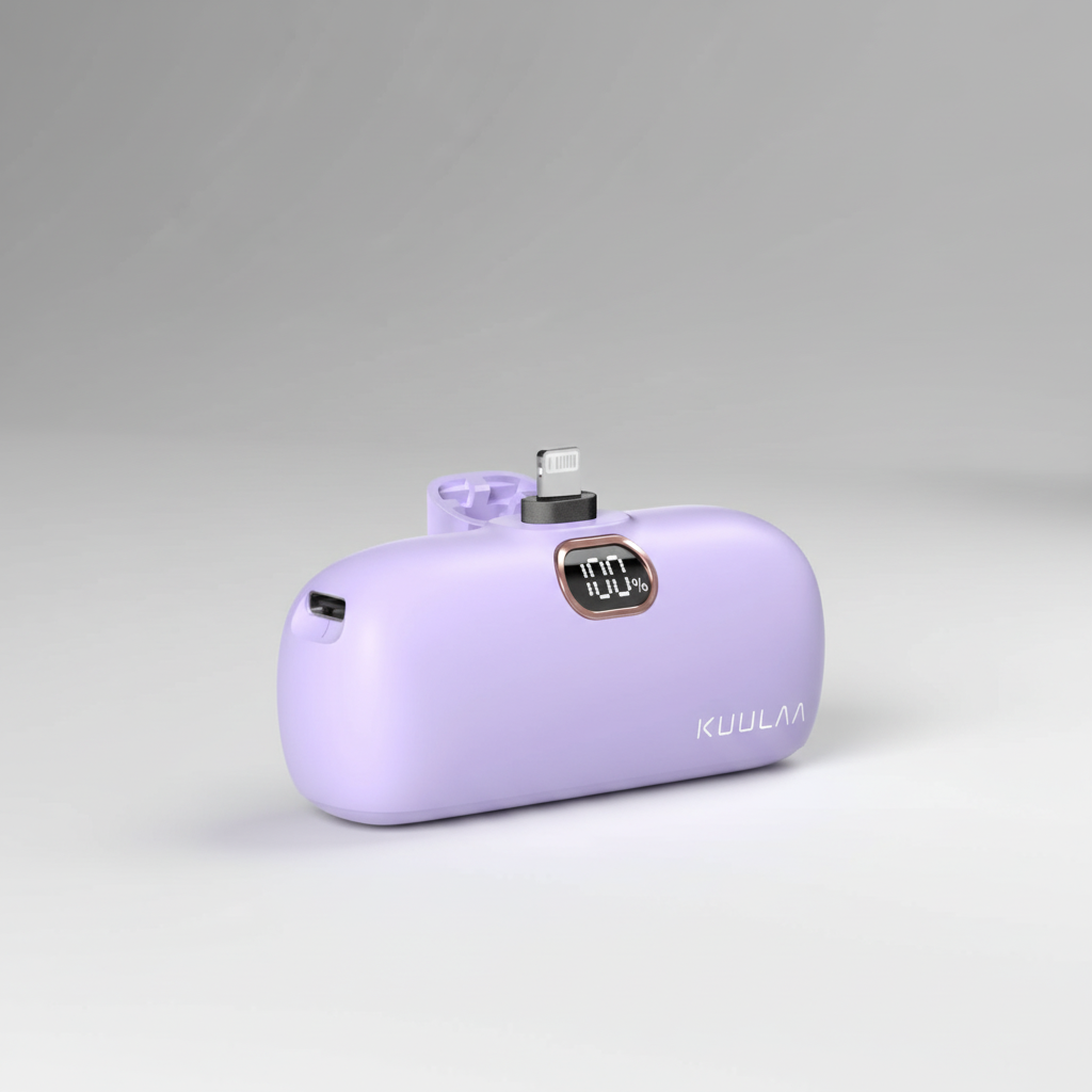 Kompakte Powerbank 5000mAh mit digitaler Anzeige und USB-C Anschluss