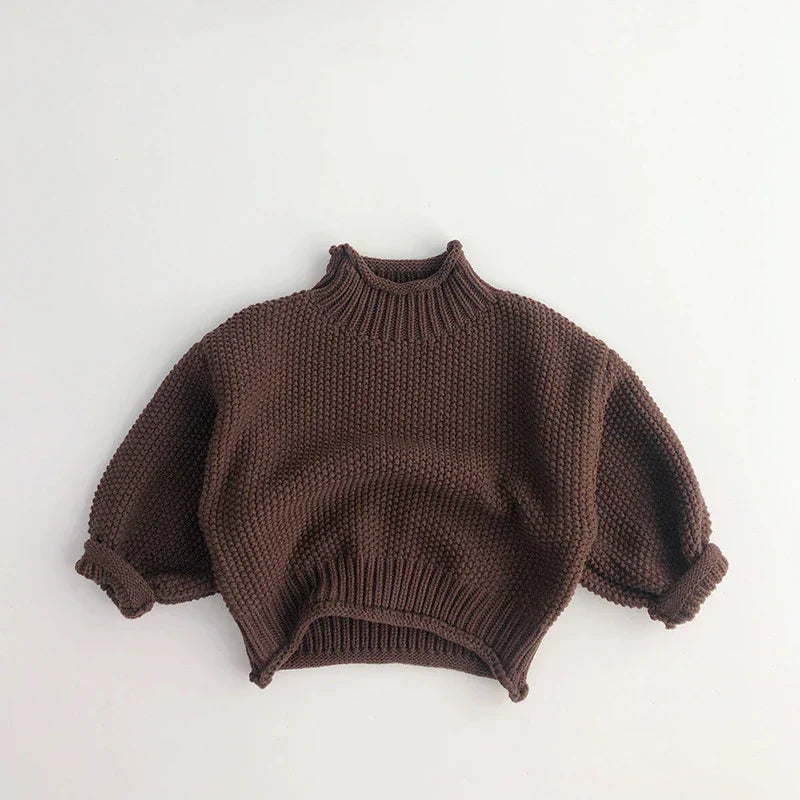 Kinder-Rollkragenpullover mit weicher Baumwolle Vintage Strickstil