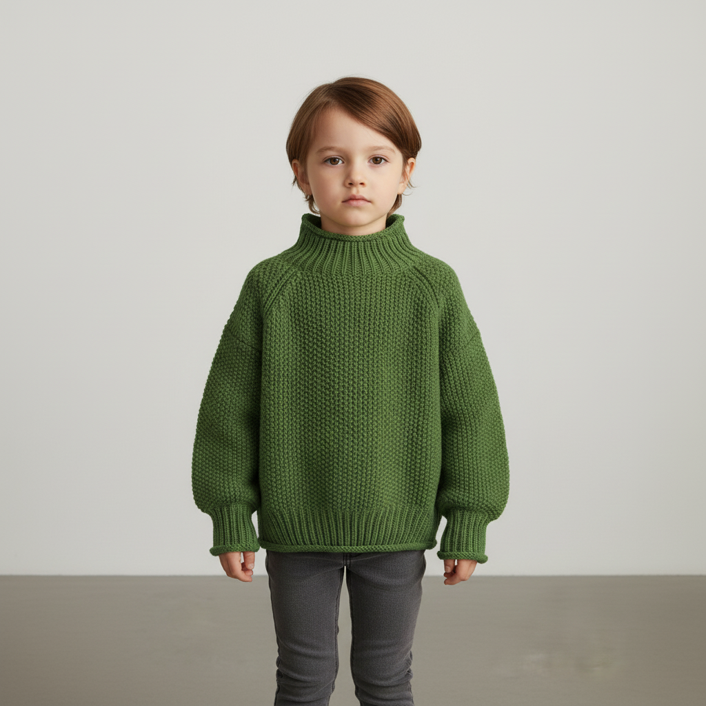 Kinder-Rollkragenpullover mit weicher Baumwolle Vintage Strickstil
