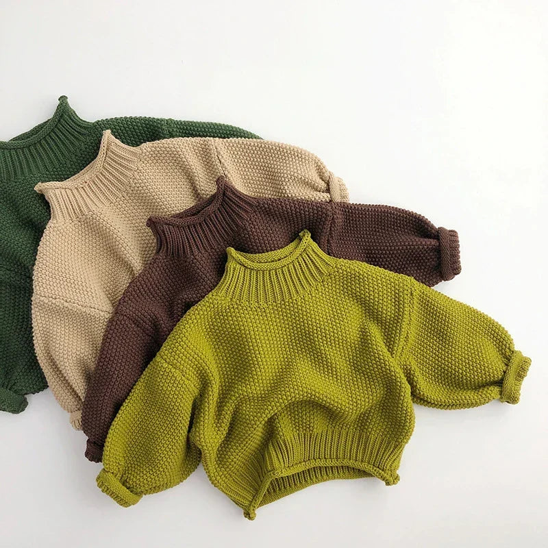 Kinder-Rollkragenpullover mit weicher Baumwolle Vintage Strickstil