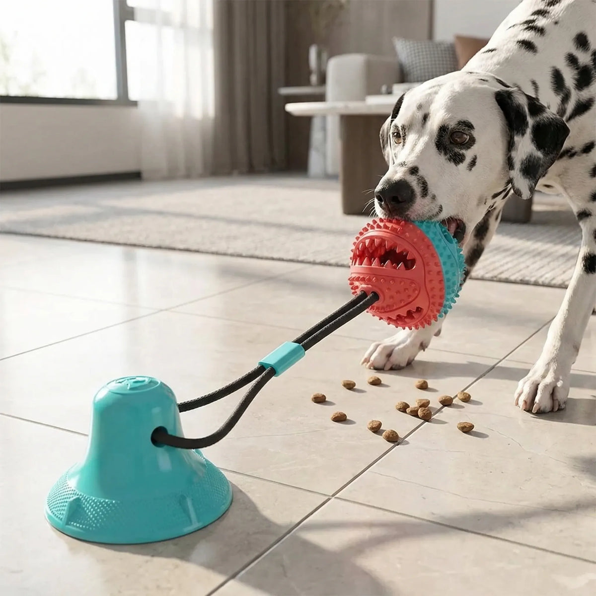 Hundespielzeug für grosse Hunde, Zerrspielzeug mit Saugnapf und Kauball