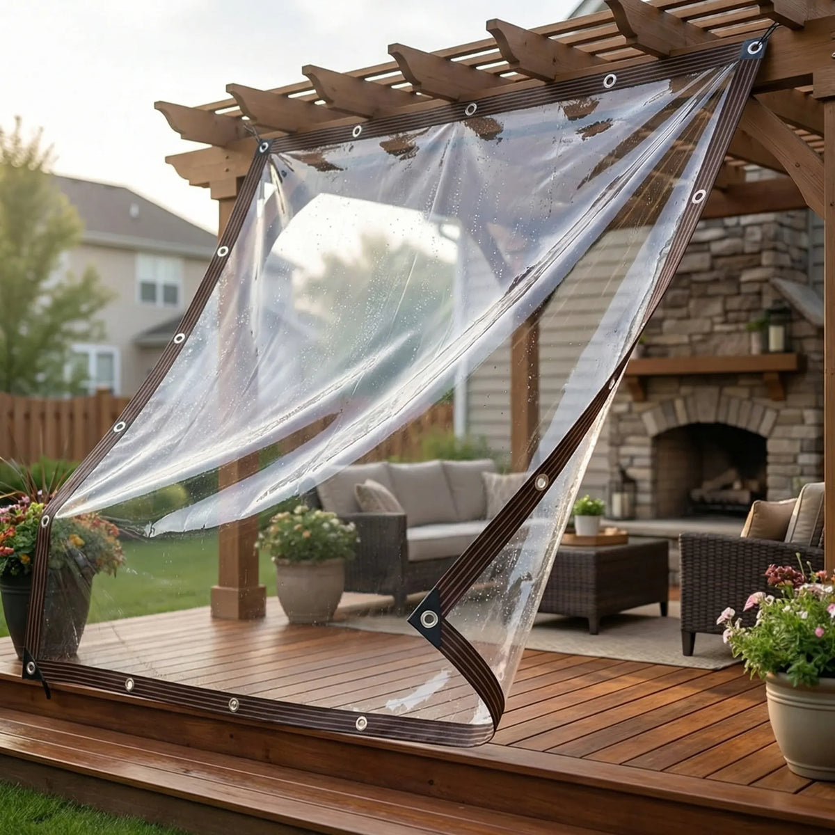 Transparenter Terrassenschutz Regen blockieren Licht durchlässig