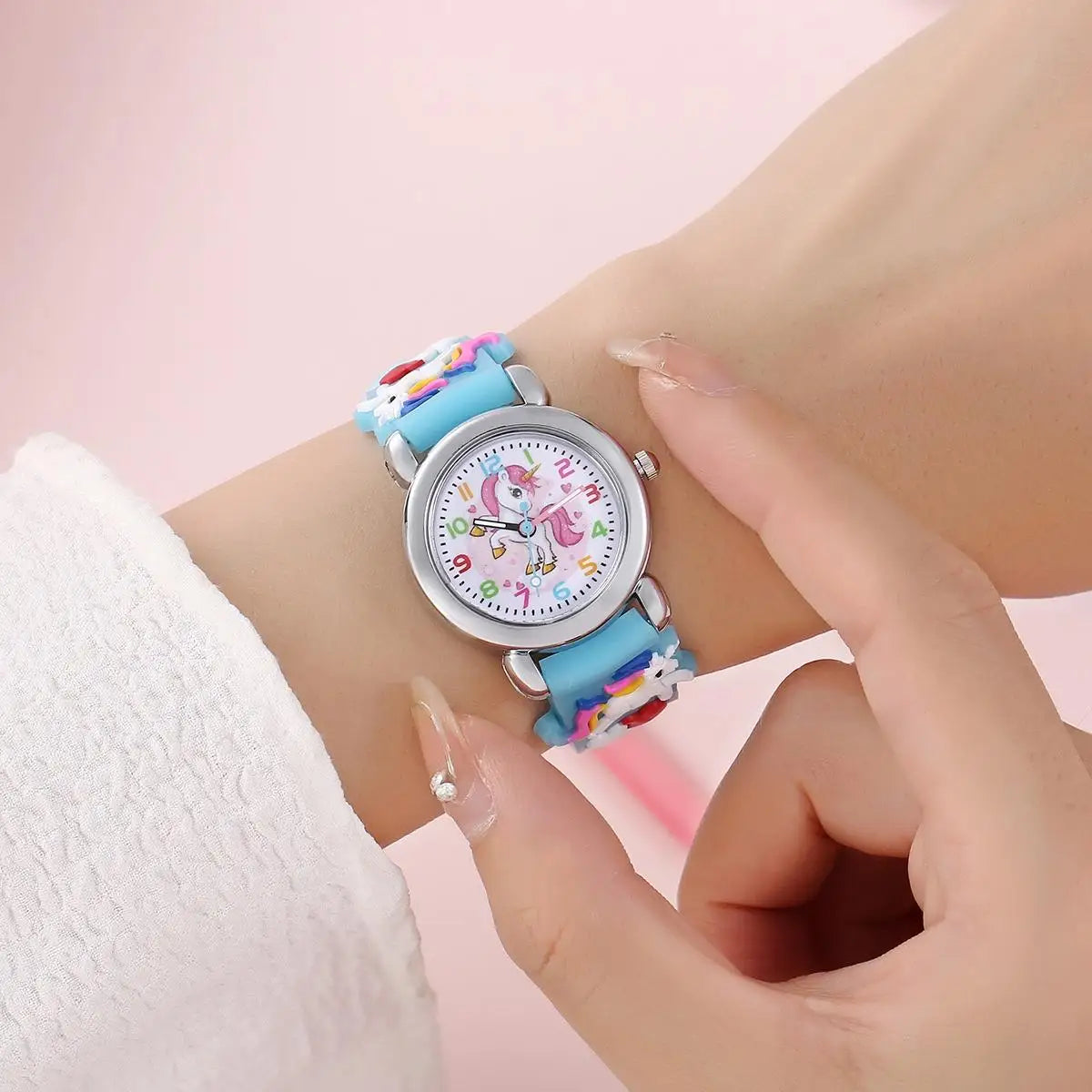 Kinderuhr Einhorn Silikonarmband Quarzwerk Lernuhr