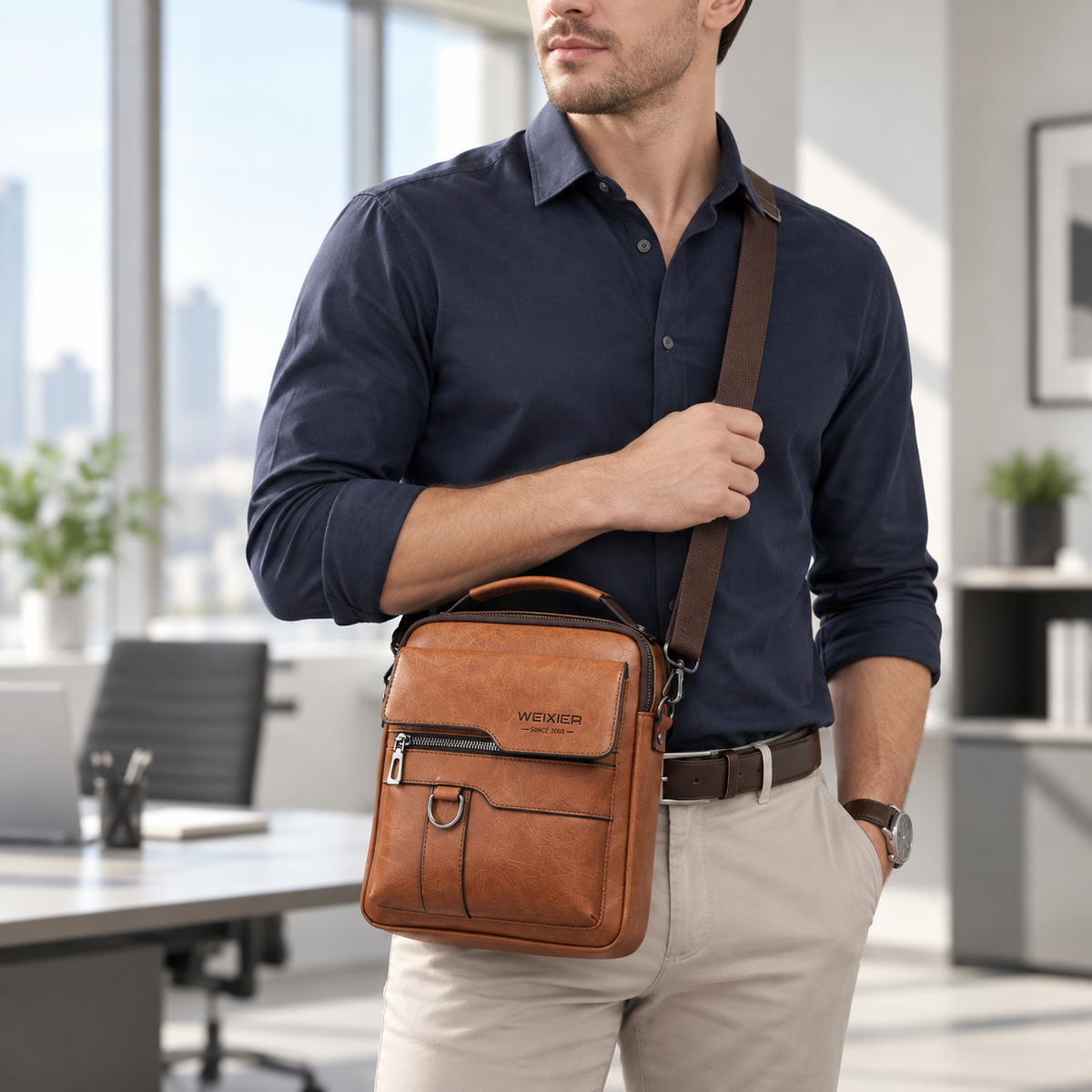 Camp Basel | Kompakte PU-Messenger-Tasche