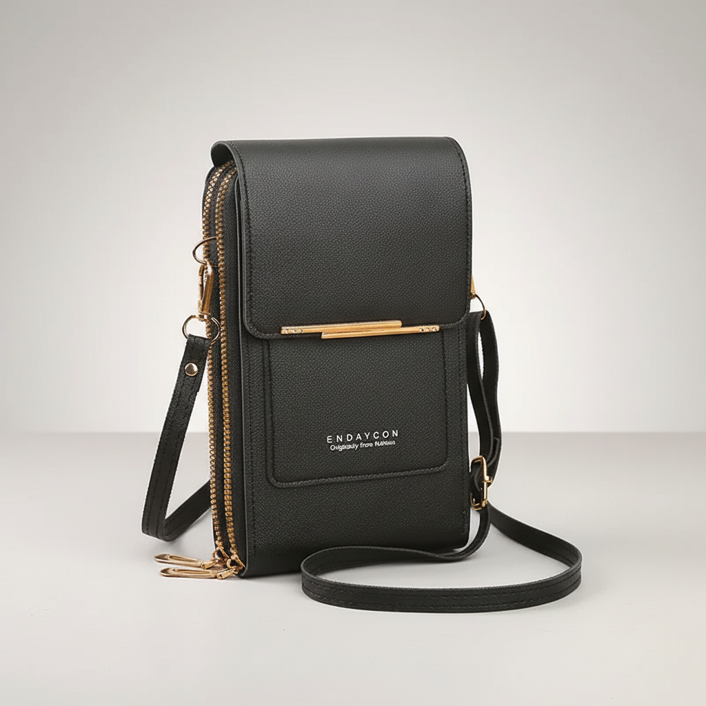 Schultertasche PU Material mit Touchscreen-Vordertasche und Reißverschlussfächern