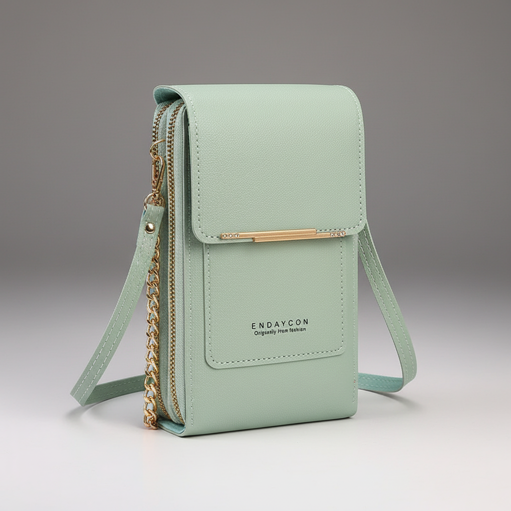 Schultertasche PU Material mit Touchscreen-Vordertasche und Reißverschlussfächern