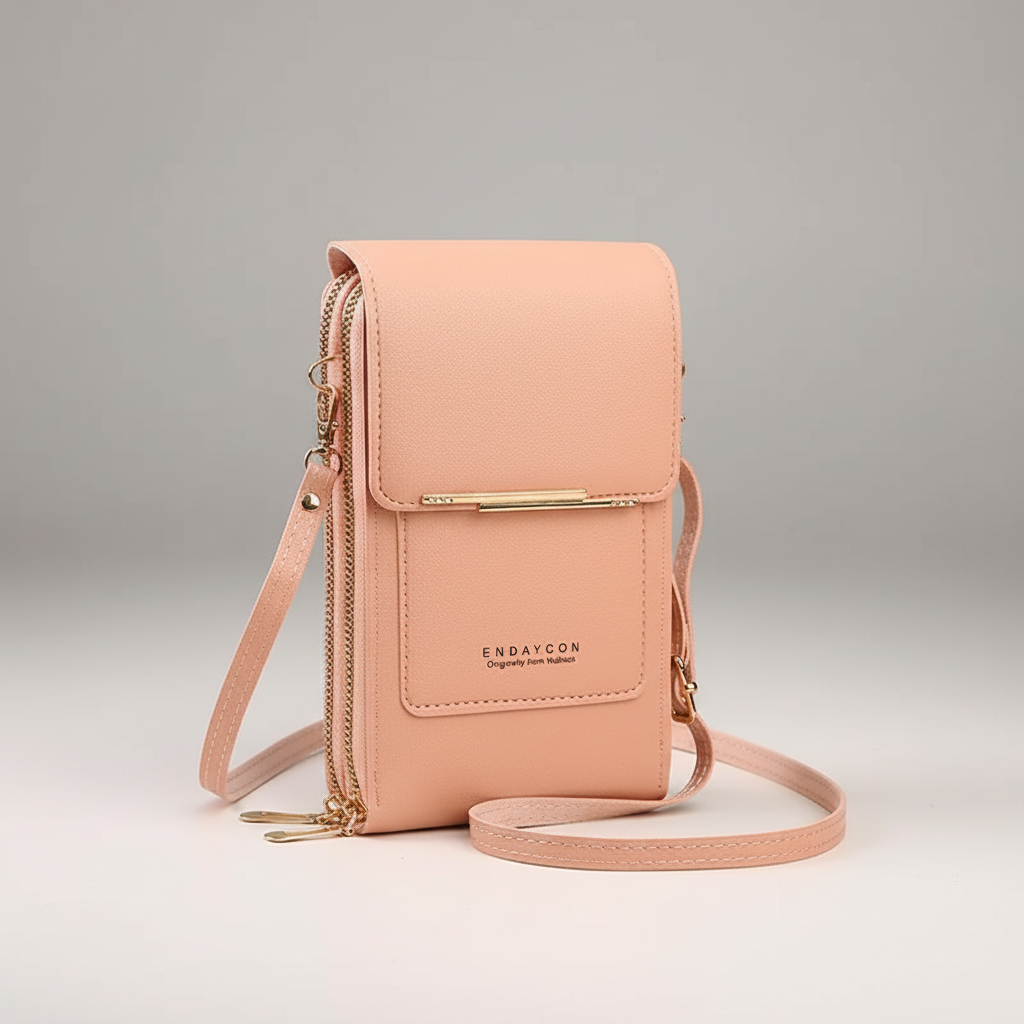 Schultertasche PU Material mit Touchscreen-Vordertasche und Reißverschlussfächern