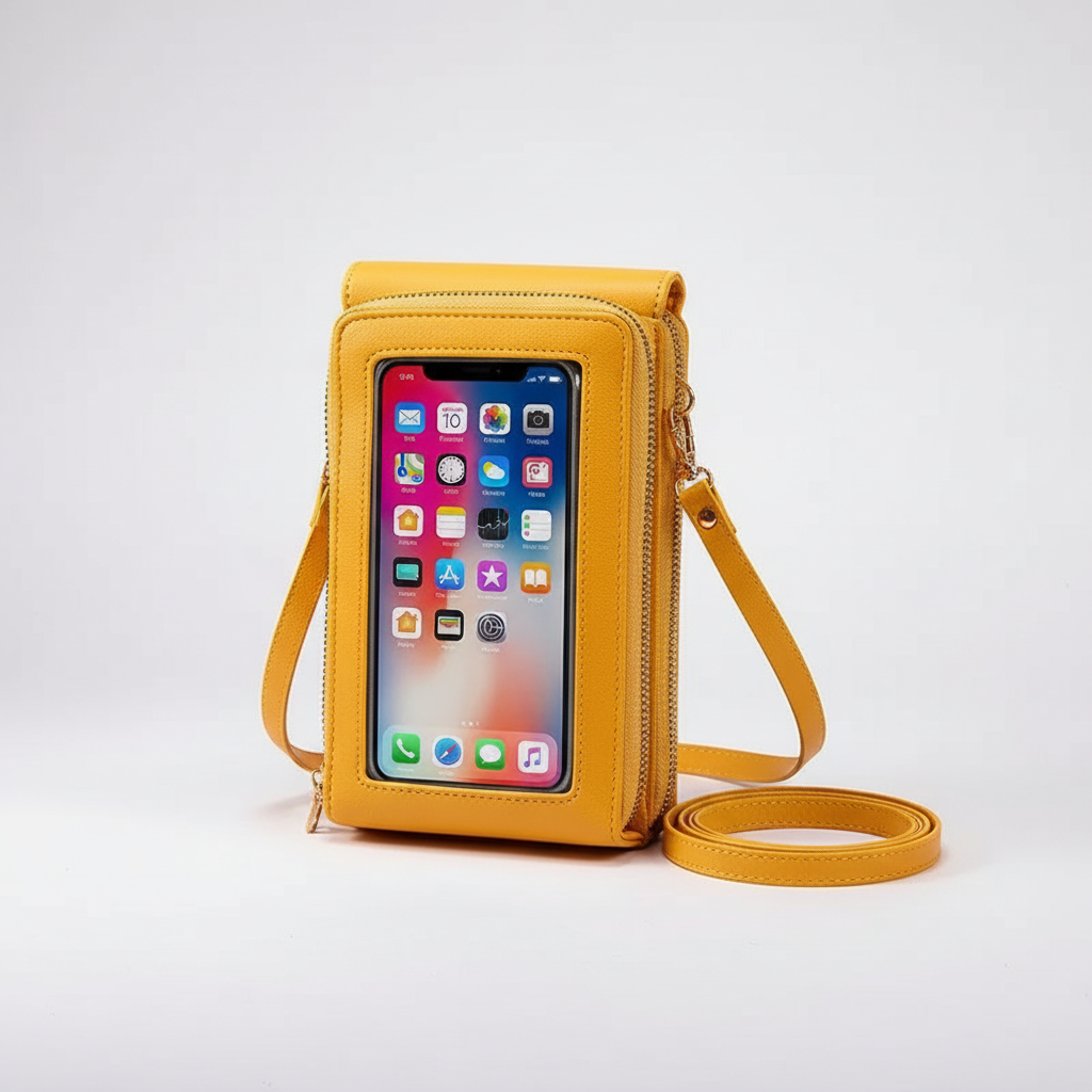 Schultertasche PU Material mit Touchscreen-Vordertasche und Reißverschlussfächern