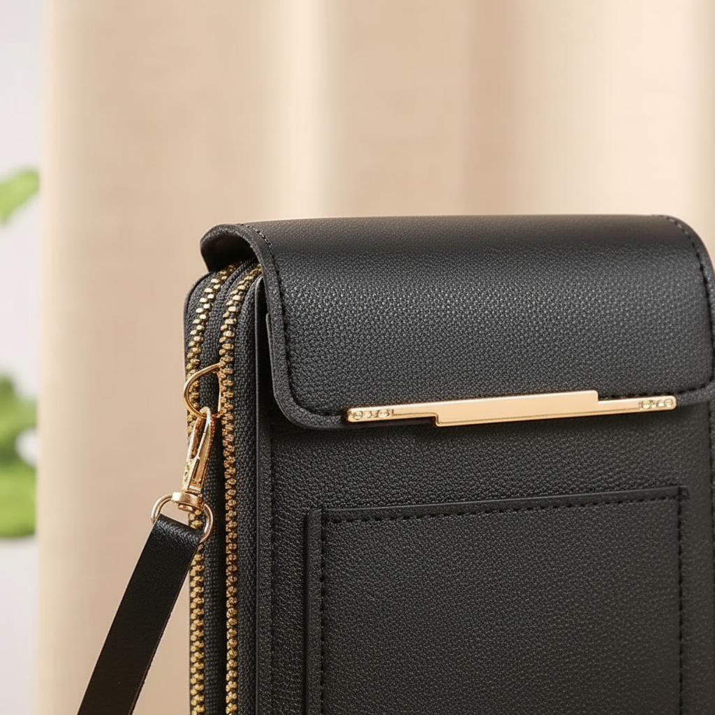 Schultertasche PU Material mit Touchscreen-Vordertasche und Reißverschlussfächern