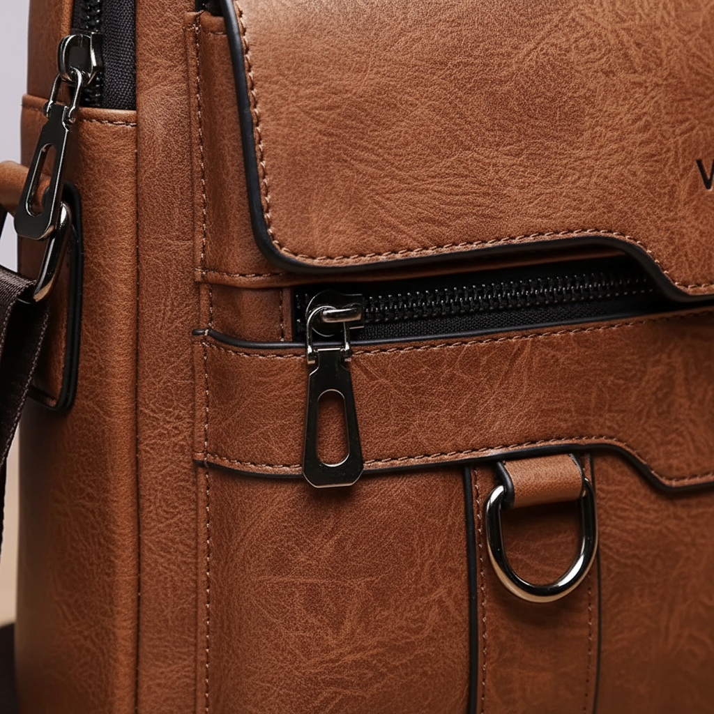 Kompakte PU-Leder Messenger-Tasche mit gepolstertem Tabletfach